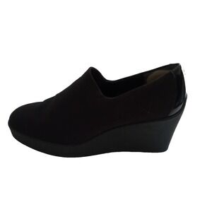 Donald J. Pliner Lilie Wedge Shoes Heel Pumps Size 7.5M Black Slip On Stretch